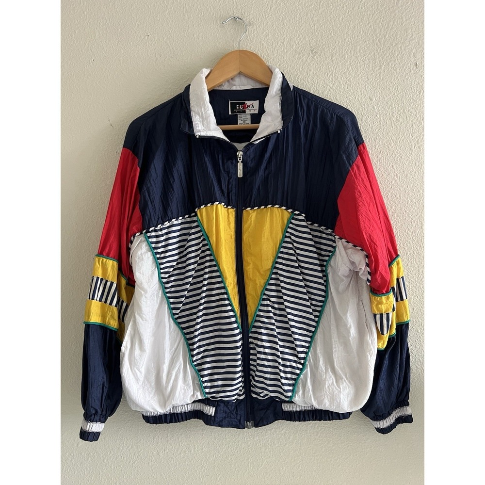 Fuzda Sport Vintage Windbreaker Jogging Running Multicolor Jacket Medium Retro - Picture 1 of 14